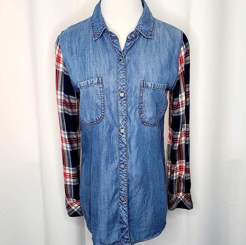 RAILS "Harper" Chambray & Denim Plaid Button Down Shirt - Picture 8 of 8